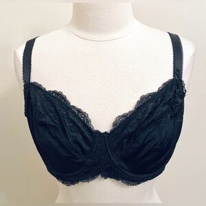 Mariemeili Black Lace Mesh Sides Underwire Bra Size 38DD
